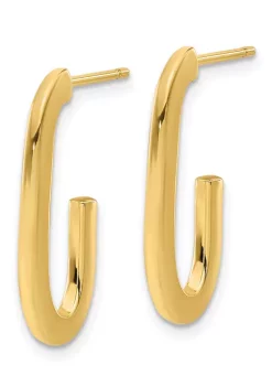 Best Pirce 💯 14K Yellow Gold Polished Modern J-Hoop Earrings by Belk & Co. 😀 -DealsBelk & Co. Store Belk 38268