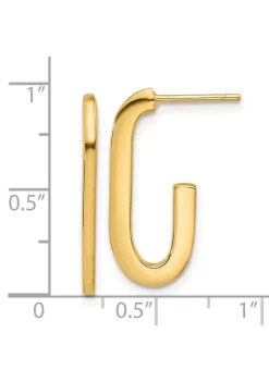 Best Pirce 💯 14K Yellow Gold Polished Modern J-Hoop Earrings by Belk & Co. 😀 -DealsBelk & Co. Store Belk 38269