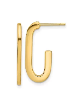 Best Pirce 💯 14K Yellow Gold Polished Modern J-Hoop Earrings by Belk & Co. 😀 -DealsBelk & Co. Store Belk 38271