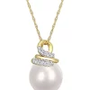 Best reviews of 🧨 9-10mm South Sea Cultured Pearl and 1/10 CT TW Diamond Wrap Pendant with Chain in 10k Yellow Gold by Belk & Co. 👏