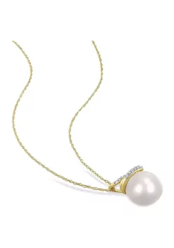Best reviews of 🧨 9-10mm South Sea Cultured Pearl and 1/10 CT TW Diamond Wrap Pendant with Chain in 10k Yellow Gold by Belk & Co. 👏 -DealsBelk & Co. Store Belk 38275