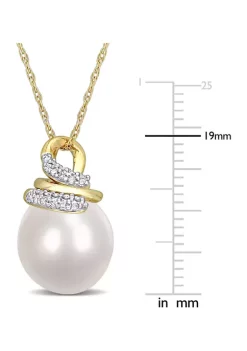 Best reviews of 🧨 9-10mm South Sea Cultured Pearl and 1/10 CT TW Diamond Wrap Pendant with Chain in 10k Yellow Gold by Belk & Co. 👏 -DealsBelk & Co. Store Belk 38277