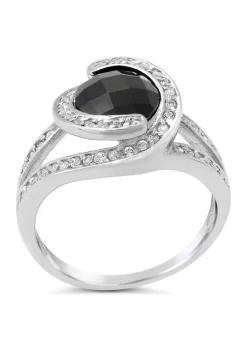 Best Sale 👏 1.6 ct. t.w. Black Onyx and 1 ct. t.w. White Topaz Ring in Sterling Silver by Belk & Co. 😀 -DealsBelk & Co. Store Belk 38287