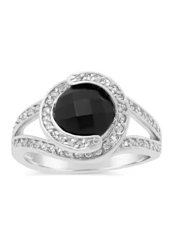 Best Sale 👏 1.6 ct. t.w. Black Onyx and 1 ct. t.w. White Topaz Ring in Sterling Silver by Belk & Co. 😀 -DealsBelk & Co. Store Belk 38288