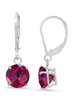 Cheap 👍 10K White Gold Round Checkerboard-Cut 4.6 La Created Ruby Lever Back Earrings (8 Millimeter) by Belk & Co. ✨
