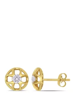 Hot Sale 🎉 1/3 ct. t.w. Diamond Clover Circular Stud Earrings in 10K Yellow Gold by Belk & Co. 😀