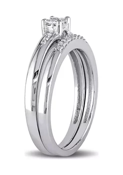 Best Pirce ⌛ 1/6 CT TW Princess Cut Diamond Quad Bridal Set in Sterling Silver by Belk & Co. 😉 -DealsBelk & Co. Store Belk 38306