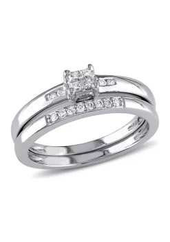 Best Pirce ⌛ 1/6 CT TW Princess Cut Diamond Quad Bridal Set in Sterling Silver by Belk & Co. 😉 -DealsBelk & Co. Store Belk 38309