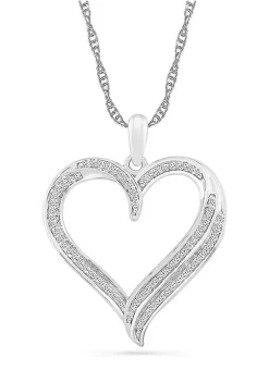 Coupon 🧨 1/4 ct. t.w. Sterling Silver Heart Pendant Necklace by Belk & Co. 🌟