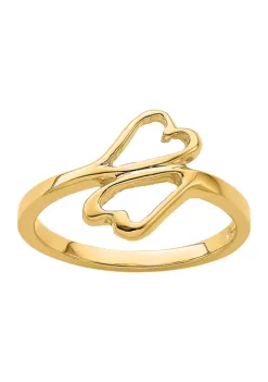 Deals 🛒 14K Yellow Gold High Polished Double Hearts Ring by Belk & Co. 👏 -DealsBelk & Co. Store Belk 38334