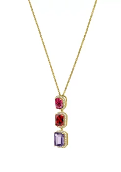 Discount ✔️ Amethyst, Garnet, and White Topaz Necklace in Sterling Silver 18" Cable Chain by Belk & Co. 👍 -DealsBelk & Co. Store Belk 38344
