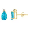 Buy ⭐ 14K Gold 8x5 Pear Shape Blue Topaz Diamond Accent Earrings by Belk & Co. 🎉