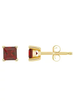 Flash Sale โค๏ธ 14K Gold 4mm Princess Cut Garnet Earrings by Belk & Co. ๐