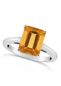 New 🌟 Sterling Silver 10x8mm Emerald Cut Citrine Solitaire Ring by Belk & Co. ⭐ -DealsBelk & Co. Store Belk 38375