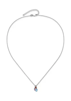 Brand new 🔥 7/8 ct. t.w. Swiss Blue Topaz, Amethyst, Garnet and White Topaz Pendant with 18-Inch Cable Chain in Rhodium-Plated Sterling Silver by Belk & Co. 🧨 -DealsBelk & Co. Store Belk 38421