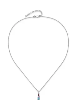 Hot Sale 😍 7/8 ct. t.w. Swiss Blue Topaz, Amethyst, Garnet, White Topaz 3-Stone Pendant with 18-Inch Cable Chain in Rhodium-Plated Sterling Silver by Belk & Co. ❤️ -DealsBelk & Co. Store Belk 38426