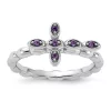 Hot Sale 🎉 1/10 ct. t.w. Amethyst Stackable Expressions Rhodium Plated Cross Ring in Sterling Silver by Belk & Co. 💯