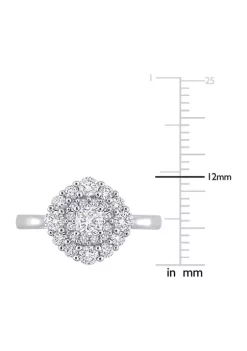 Coupon ⌛ 1 CT TW Cushion and Round-Cut Diamond Cluster Ring in 14k White Gold by Belk & Co. 🎉 -DealsBelk & Co. Store Belk 38465