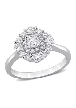 Coupon ⌛ 1 CT TW Cushion and Round-Cut Diamond Cluster Ring in 14k White Gold by Belk & Co. 🎉 -DealsBelk & Co. Store Belk 38467
