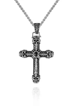Cheap 😉 Men's Stainless Steel and Black Agate Cross Pendant by Belk & Co. 💯 -DealsBelk & Co. Store Belk 3847