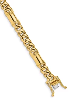 Discount 🥰 Mens 14K Yellow Gold 7.5 Millimeter Hand-Polished Fancy Link Bracelet by Belk & Co. 🧨 -DealsBelk & Co. Store Belk 38471