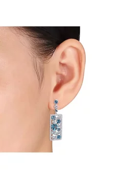 Discount 🔔 6.62 CT TGW London and Sky Blue Topaz and 3/5 CT TW Diamond Mosaic Drop Earrings in 14k White Gold by Belk & Co. ⌛ -DealsBelk & Co. Store Belk 38473