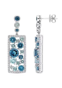Discount 🔔 6.62 CT TGW London and Sky Blue Topaz and 3/5 CT TW Diamond Mosaic Drop Earrings in 14k White Gold by Belk & Co. ⌛ -DealsBelk & Co. Store Belk 38474