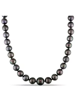 Wholesale ✨ 10-13MM Graduated Black Tahitian Cultured Pearl Necklace with 14K White Gold Ball Clasp by Belk & Co. 🌟
