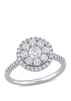 Deals 🥰 1 ct. t.w. Diamond Composite Halo Engagement Ring in 10k White Gold by Belk & Co. 🔥