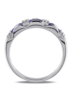 Best deal 🛒 Diamond and Sapphire Eternity Ring in 10K White Gold by Belk & Co. ❤️ -DealsBelk & Co. Store Belk 385