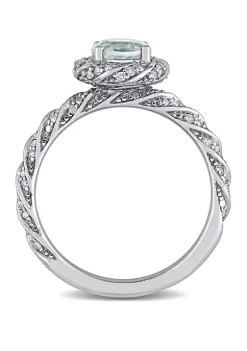 New 🔔 Aquamarine and Diamond Halo Ring by Belk & Co. 😉 -DealsBelk & Co. Store Belk 38501