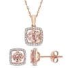 Coupon 😀 Morganite and 1/6 CT TW Diamond Square Halo Stud Earrings and Pendant with Chain in 10K Rose Gold by Belk & Co. 😍