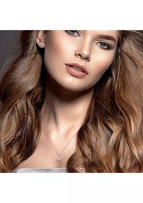 Coupon 😀 Morganite and 1/6 CT TW Diamond Square Halo Stud Earrings and Pendant with Chain in 10K Rose Gold by Belk & Co. 😍 4 Coupon 😀 Morganite and 1/6 CT TW Diamond Square Halo Stud Earrings and Pendant with Chain in 10K Rose Gold by Belk & Co. 😍 - Image 4