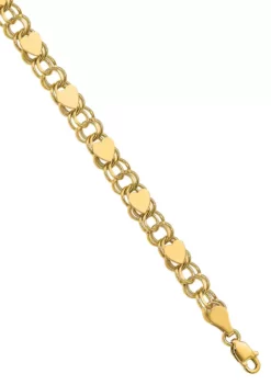 New ❤️ 14K Yellow Gold Double Link with Hearts Charm 7 Inch Bracelet by Belk & Co. 🥰 -DealsBelk & Co. Store Belk 3851