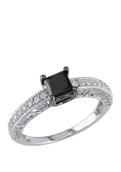 Cheapest 😀 1 ct. t.w. Black and White Diamond Engagement Ring in 10K White Gold by Belk & Co. 😍
