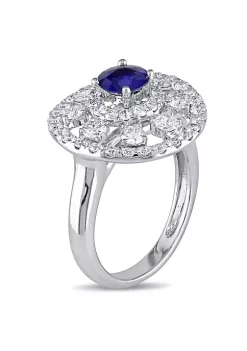 Top 10 💯 3/4 ct. t.g.w. Blue Sapphire and 1.35 ct. t.w. Diamond Cocktail Ring in 18K White Gold by Belk & Co. ✨ -DealsBelk & Co. Store Belk 38528