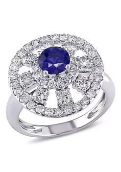 Top 10 💯 3/4 ct. t.g.w. Blue Sapphire and 1.35 ct. t.w. Diamond Cocktail Ring in 18K White Gold by Belk & Co. ✨ -DealsBelk & Co. Store Belk 38530