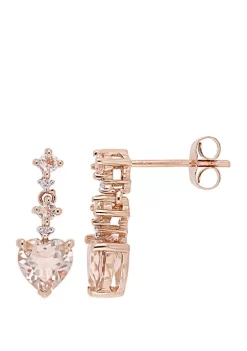 Buy 😀 Morganite and Diamond Accent Heart Drop Earrings by Belk & Co. 💯