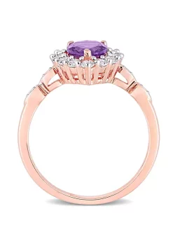 Buy 🎉 Lab Created Amethyst & Created White Sapphire and Diamond-Accent Teardrop Halo Ring in 10k Rose Gold by Belk & Co. ✨ -DealsBelk & Co. Store Belk 38555