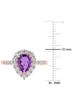 Buy 🎉 Lab Created Amethyst & Created White Sapphire and Diamond-Accent Teardrop Halo Ring in 10k Rose Gold by Belk & Co. ✨ -DealsBelk & Co. Store Belk 38556