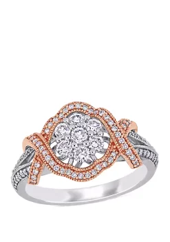 Best deal โ๏ธ 5/8 ct. t.w. Diamond Floral Twist Ring in 14k White and Rose Gold by Belk & Co. โ