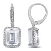 Wholesale 🌟 11.14 ct. t.g.w. White Topaz and 1/8 ct. t.w. Diamond Halo Leverback Earrings in Sterling Silver by Belk & Co. ⌛