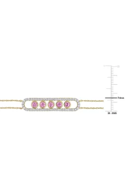 Wholesale 🎉 5/8 CT TGW Pink Sapphire and 2/5 CT TW Diamond Bar Chain Bracelet in 10k Yellow Gold by Belk & Co. 😍 -DealsBelk & Co. Store Belk 38572