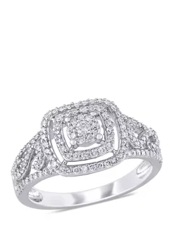 Top 10 😍 1/2 ct. t.w. Diamond Filigree Double Halo Engagement Ring by Belk & Co. ❤️