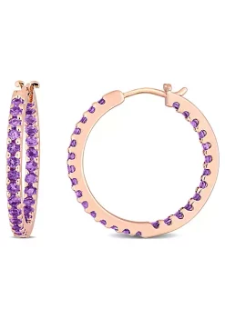 Coupon 👏 1.68 ct. t.g.w. Amethyst Inside Outside Hoop Earrings in 10K Rose Gold by Belk & Co. 🤩