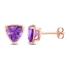 Discount 🎁 1.9 CT TGW Amethyst Trillion Stud Earrings in 14k Rose Gold by Belk & Co. ❤️