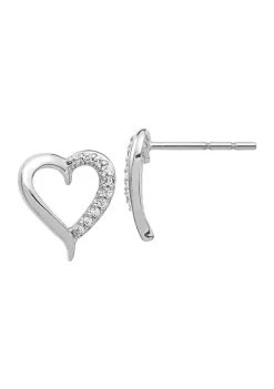 Outlet 🤩 1/10 ct. t.w. Diamond Heart Post Earrings in 14K White Gold by Belk & Co. ⌛ -DealsBelk & Co. Store Belk 38629