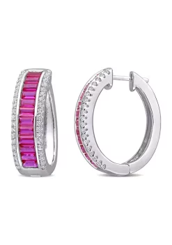 Discount 🤩 Created Ruby and Created White Sapphire Hoop Earrings in Sterling Silver by Belk & Co. 🤩 -DealsBelk & Co. Store Belk 38633