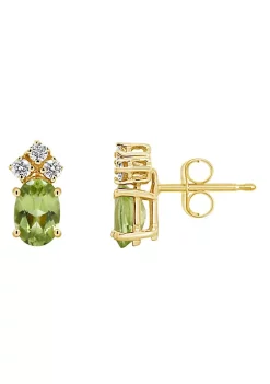 Cheapest 😍 14K Gold 6x4 Oval Peridot 1/8 Cttw Diamond Earrings by Belk & Co. 🌟 -DealsBelk & Co. Store Belk 38650