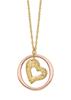 New 👏 Fancy Link Diamond-Cut Heart in Open Circle Necklace in 14K Two-Tone Gold by Belk & Co. 👏 -DealsBelk & Co. Store Belk 38663